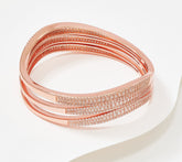 Diamonique x Zaxie CZ Rosetone Brass Set of 3 Stackable Bangles 6-3/4"